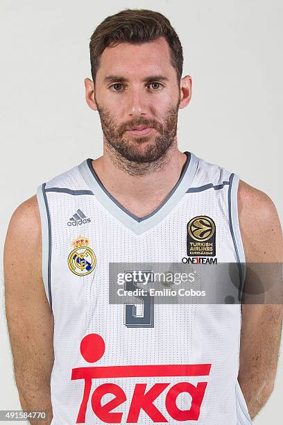 Rudy Fernandez of Real Madrid poses during the 2015/2016 Turkish Airlines Euroleague Basketball Media Day at Polideportivo Valle de Las Casas on...