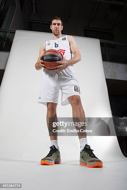 Andres Nocioni of Real Madrid poses during the 2015/2016 Turkish Airlines Euroleague Basketball Media Day at Polideportivo Valle de Las Casas on...