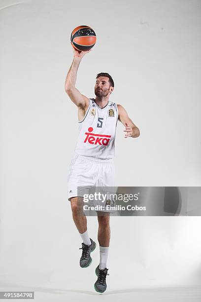 Rudy Fernandez of Real Madrid poses during the 2015/2016 Turkish Airlines Euroleague Basketball Media Day at Polideportivo Valle de Las Casas on...