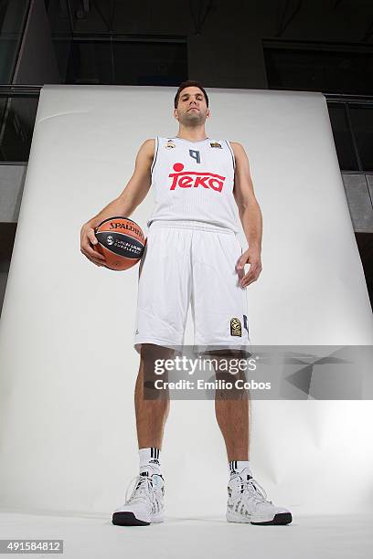 Felipe Reyes of Real Madrid poses during the 2015/2016 Turkish Airlines Euroleague Basketball Media Day at Polideportivo Valle de Las Casas on...