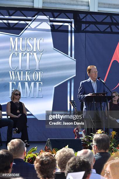 Recording artist Tommy Cash accepts the Walk of Fame Award on behalf of his brother, the late Johnny Cash at the Miranda Lambert, Steve Cropper, E.W....