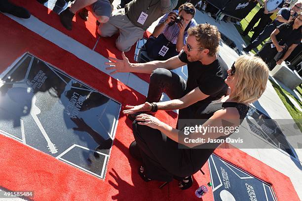 Recording artists Dierks Bentley and Miranda Lambert unveil her star on the Music City Walk of Fame during the Miranda Lambert, Steve Cropper, E.W....