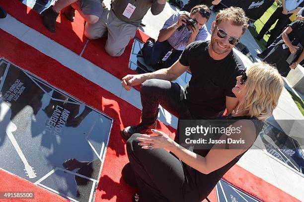 Recording artists Dierks Bentley and Miranda Lambert unveil her star on the Music City Walk of Fame during the Miranda Lambert, Steve Cropper, E.W....