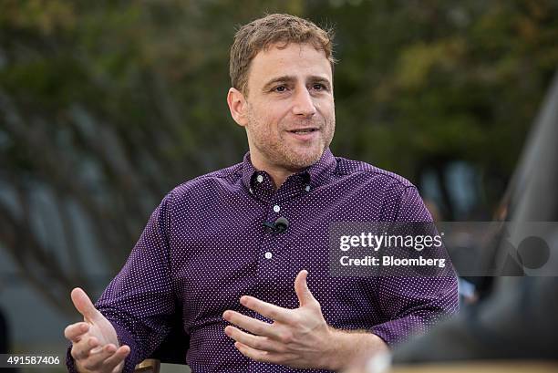 Stewart Butterfield, co-founder and chief executive officer of Slack Technologies Inc., speaks speaks during a Bloomberg West television interview at...