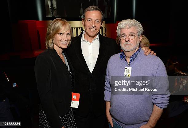 Willow Bay, Walt Disney Company Chairman and CEO Bob Iger and filmmaker George Lucas attend the Vanity Fair New Establishment Summit at Yerba Buena...