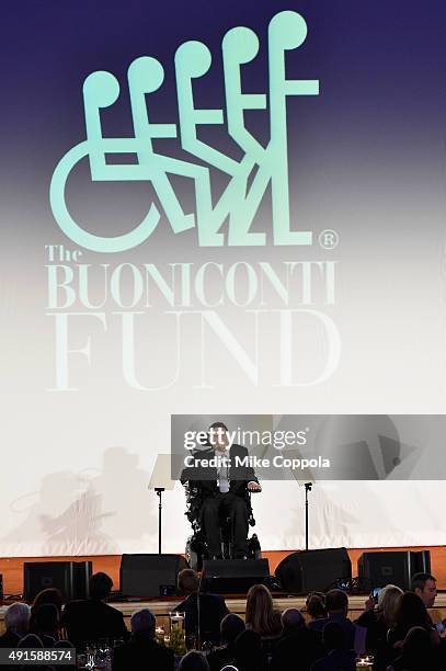 President of The Buoniconti Fund, Marc Buoniconti speaks onstage during the 30th Annual Great Sports Legends Dinner to benefit The Buoniconti Fund to...