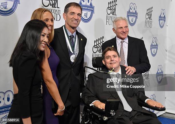 Figure skater Michelle Kwan, Nada Stepovich, former NBA player John Stockton, Marc Buoniconti and Nick Buoniconti attend the 30th Annual Great Sports...