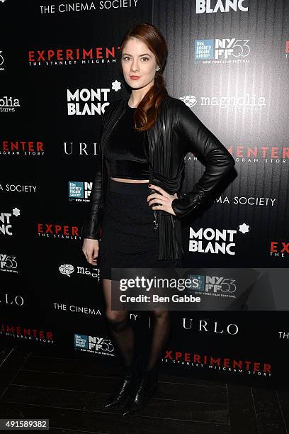 Emily Charmaine attends the party for the 53rd New York Film Festival's premiere of Magnolia Pictures' "Experimenter" hosted by Montblanc and The...