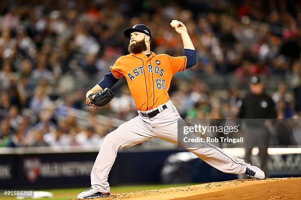 Dallas Keuchel of the Houston Astros pitches during the American League Wild Card Game against the New York Yankees on Tuesday, October 6, 2015 at...