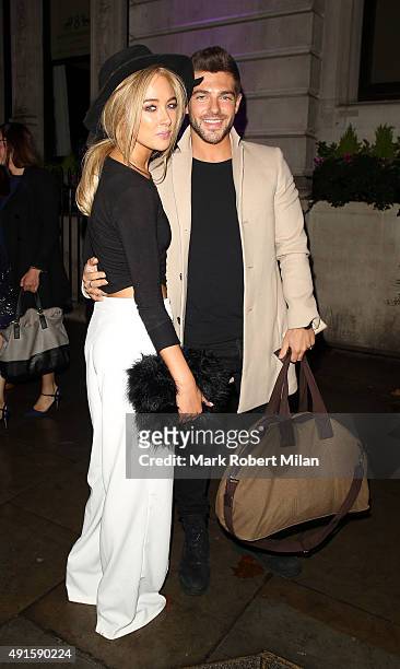 Nicola Hughes and Alex Mytton attending the Specsavers 'Spectacle Wearer of the Year' party on October 6, 2015 in London, England.