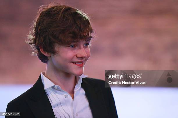 Levi Miller during a red carpet to present the movie ' Peter Pan' at Toreo Parque Central on October 06, 2015 in Mexico City, Mexico.