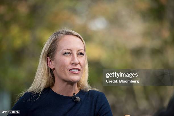 Julia Hartz, president and co-founder of Eventbrite Inc., speaks during a Bloomberg West Television interview at the Vanity Fair 2015 New...