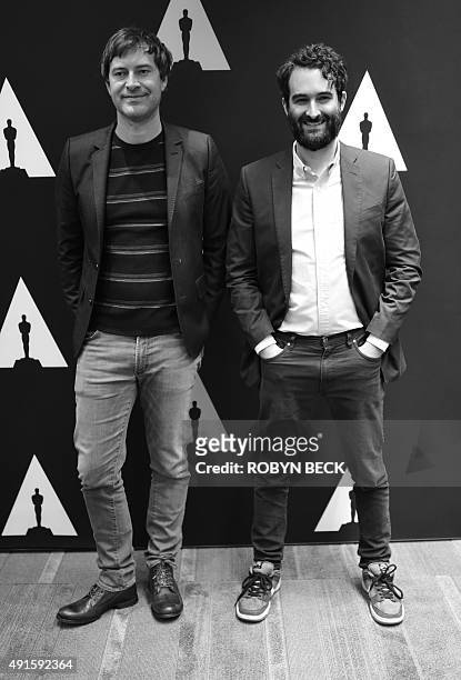 Filmmakers Mark Duplass and Jay Duplass arrive for "This is Duplass: An Evening With Mark and Jay," October 6, 2015 at the Academy of Motion Picture...