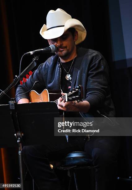 Brad Paisley performs onstage at The Country Music Hall Of Fame & Museum All For The Hall New York Benefit Concert at PlayStation Theater on October...