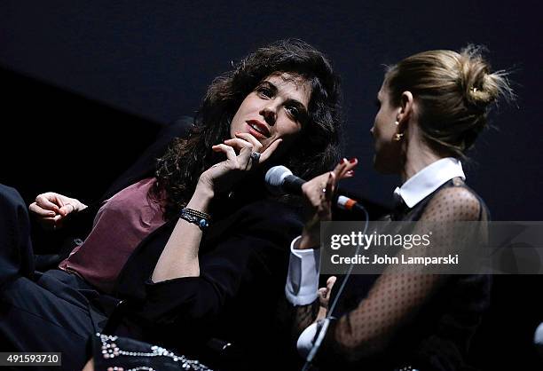 Vimala Pons and Clotilde Courau attend "In The Shadow Of Women" Q&A during 53rd New York Film Festival at Alice Tully Hall, Lincoln Center on October...