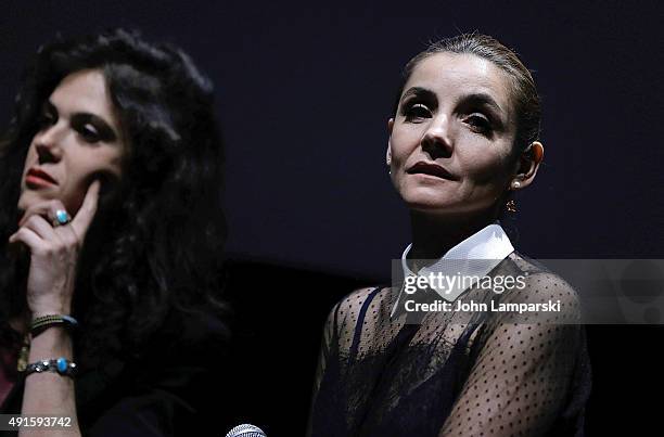 Caroline Deruas and Clotilde Courau attend "In The Shadow Of Women" Q&A during 53rd New York Film Festival at Alice Tully Hall, Lincoln Center on...