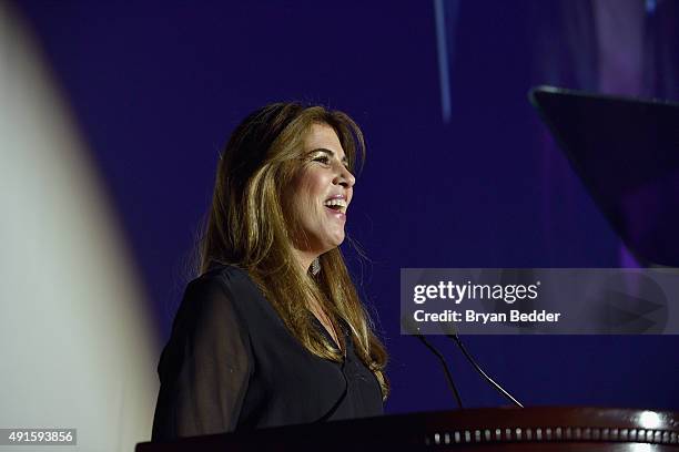 Former tennis player Jennifer Capriati speaks onstage the 30th Annual Great Sports Legends Dinner to benefit The Buoniconti Fund to Cure Paralysis at...