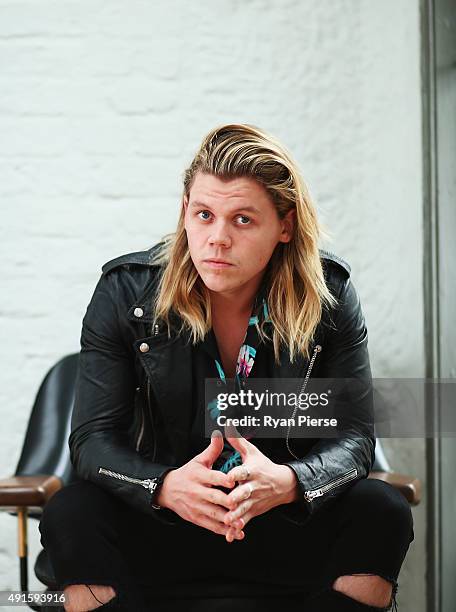 Australian Singer Conrad Sewell poses at the 29th Annual ARIA Nominations Event on October 7, 2015 in Sydney, Australia.