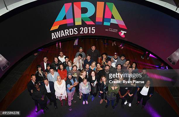 Aria Nominees pose at the 29th Annual ARIA Nominations Event on October 7, 2015 in Sydney, Australia.