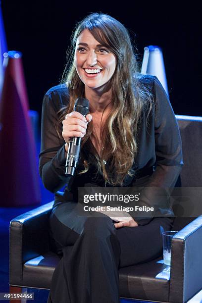 Sara Bareilles speaks during her New York Performance and Q&A at Brooklyn Academy of Music on October 6, 2015 in New York City.