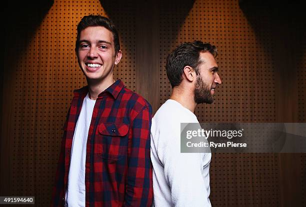 Hugo Gruzman and James Lyell of Flight Facilities pose at the 29th Annual ARIA Nominations Event on October 7, 2015 in Sydney, Australia.