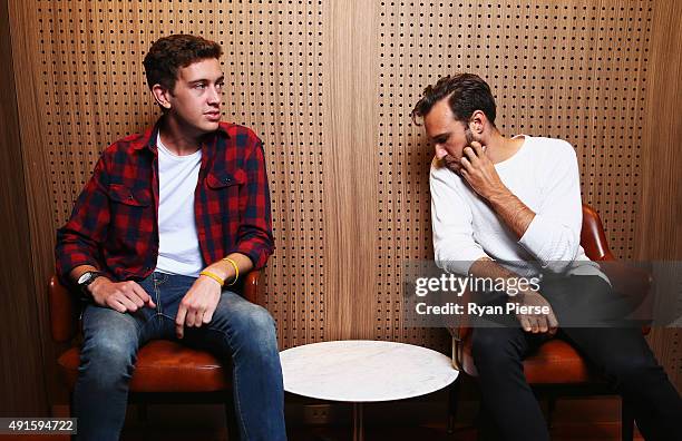 Hugo Gruzman and James Lyell of Flight Facilities pose at the 29th Annual ARIA Nominations Event on October 7, 2015 in Sydney, Australia.