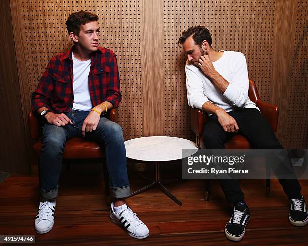 Hugo Gruzman and James Lyell of Flight Facilities pose at the 29th Annual ARIA Nominations Event on October 7, 2015 in Sydney, Australia.