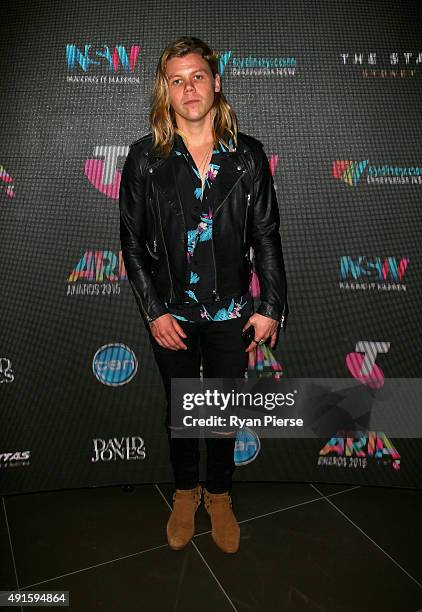 Australian Singer Conrad Sewell poses at the 29th Annual ARIA Nominations Event on October 7, 2015 in Sydney, Australia.