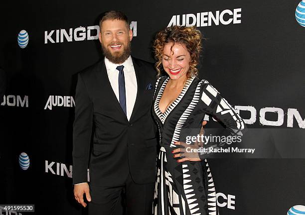 Actor Matt Lauria and Michelle Armstrong celebrate the season premiere of DIRECTV's KINGDOM on October 6, 2015 in West Hollywood, California.