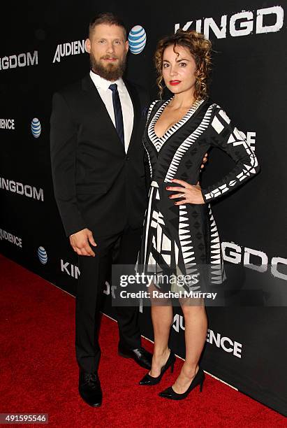 Actor Matt Lauria and Michelle Armstrong celebrate the season premiere of DIRECTV's KINGDOM on October 6, 2015 in West Hollywood, California.