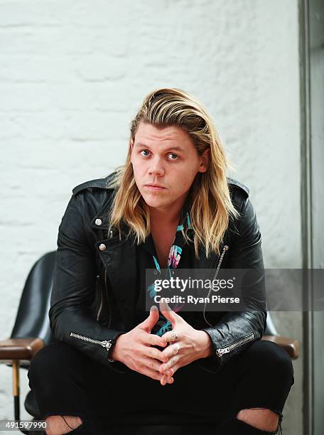 Australian Singer Conrad Sewell poses at the 29th Annual ARIA Nominations Event on October 7, 2015 in Sydney, Australia.