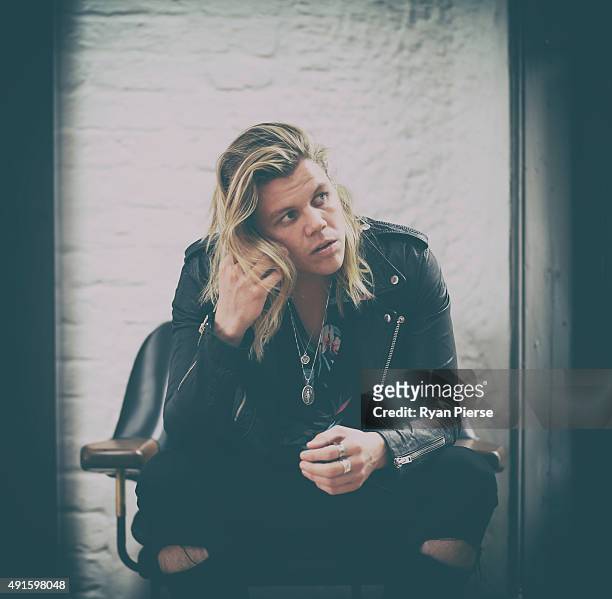 Australian Singer Conrad Sewell poses at the 29th Annual ARIA Nominations Event on October 7, 2015 in Sydney, Australia.
