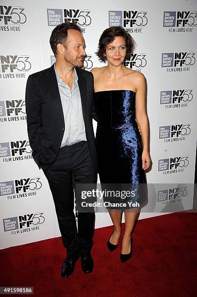 Peter Sarsgaard and Maggie Gyllenhaal attend the 'Experimenter' premiere during the 53rd New York Film Festival at Alice Tully Hall, Lincoln Center...