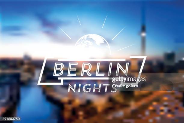 berlin night life line symbol on blurred background - berlin cathedral stock illustrations