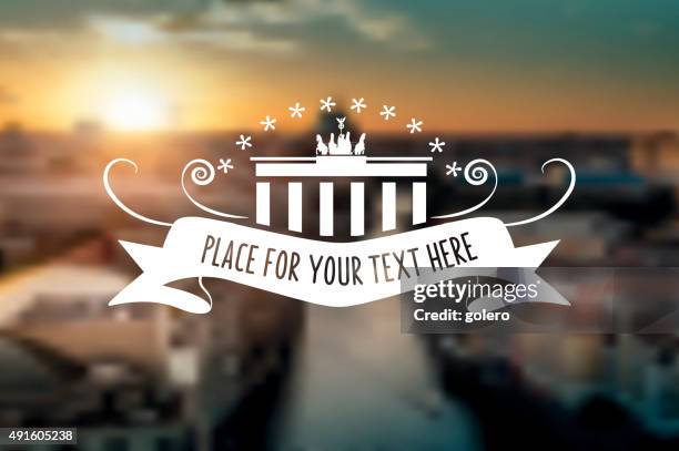 festive berlin sign on blurred sunset panorama - berlin cathedral stock illustrations