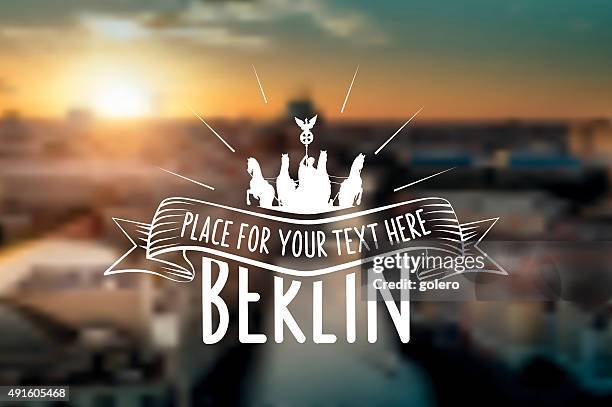 vintage berlin sign on blurred sunset panorama - berlin cathedral stock illustrations
