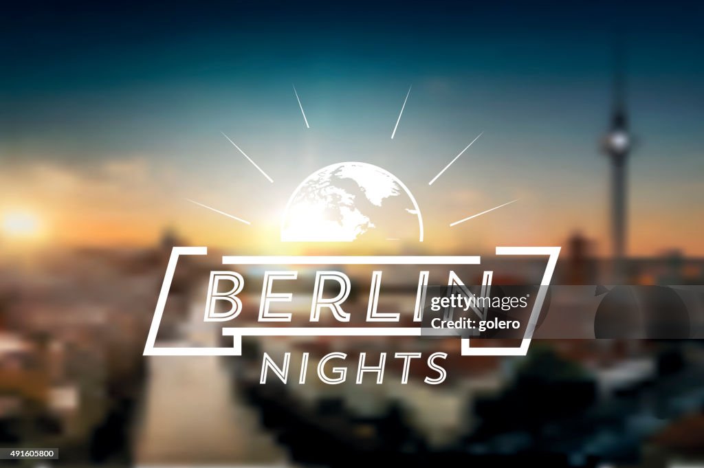 Berlin night icon on blurred background