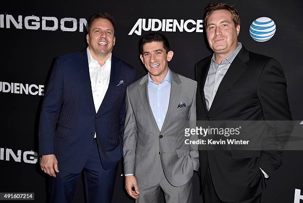 Chris Long, Senior Vice President, Original Content and Production, AT&T, sports broadcaster Andrew Siciliano, and Bart Peters, Vice President,...
