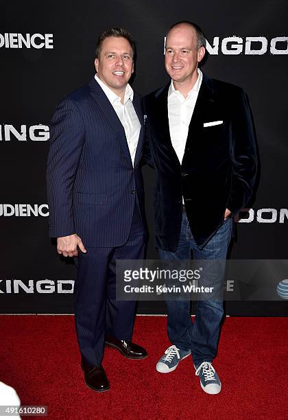 Chris Long, Senior Vice President, Original Content and Production, AT&T and journalist Rich Eisen attend the premiere of DIRECTV's "Kingdom" Season...
