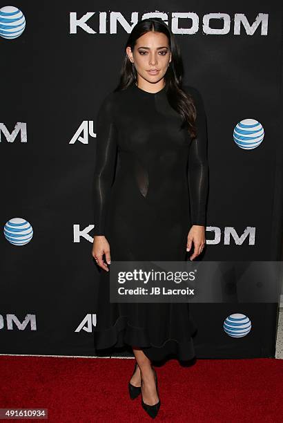 Natalie Martinez attends the premiere of DIRECTV's "Kingdom" Season 2 at the SilverScreen Theater at the Pacific Design Center on October 6, 2015 in...