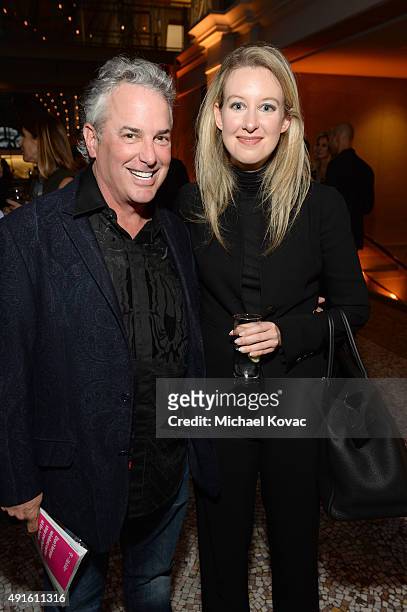 Marc Ostrofsky and Theranos Founder and C.E.O. Elizabeth Holmes attend the Vanity Fair New Establishment Summit cocktail party at The Ferry Building...