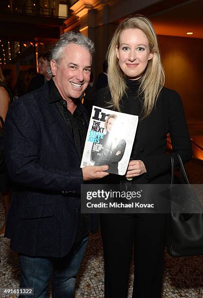 Marc Ostrofsky and Theranos Founder and C.E.O. Elizabeth Holmes attend the Vanity Fair New Establishment Summit cocktail party at The Ferry Building...