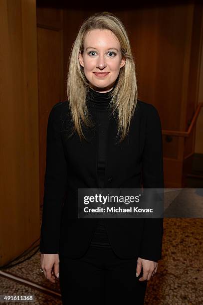 Theranos Founder and C.E.O. Elizabeth Holmes attends the Vanity Fair New Establishment Summit cocktail party at The Ferry Building on October 6, 2015...