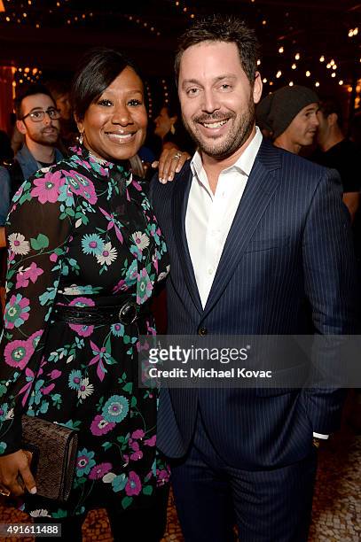 Nicole Avant and CAA agent Michael Kives attend the Vanity Fair New Establishment Summit cocktail party at The Ferry Building on October 6, 2015 in...