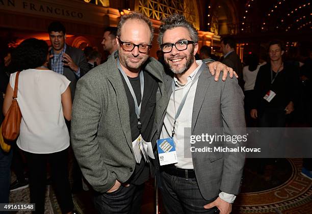Writer Allan Loeb and New York Times' Nick Bilton attend the Vanity Fair New Establishment Summit cocktail party at The Ferry Building on October 6,...