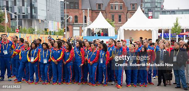 Contingent of athletes and officials from Venezuela at the 2015 Pan Am Games welcoming ceremony, Toronto. Pan-Am Games were a major international...