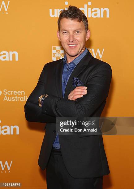 Brett Lee arrives ahead of the Australian premiere of unINDIAN on October 7, 2015 in Sydney, Australia.