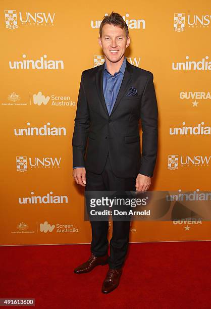 Brett Lee arrives ahead of the Australian premiere of unINDIAN on October 7, 2015 in Sydney, Australia.