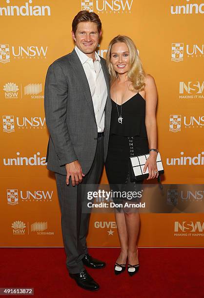 Shane Watson and Lee Furlong arrive ahead of the Australian premiere of unINDIAN on October 7, 2015 in Sydney, Australia.