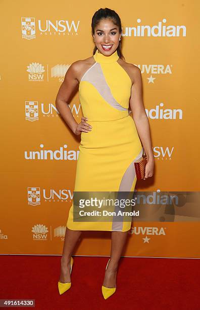 Sarah Roberts arrives ahead of the Australian premiere of unINDIAN on October 7, 2015 in Sydney, Australia.